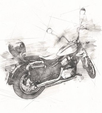 Motosiklet görüntüleme rengi izole edilmiş sanat antika retro