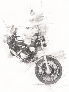 Motosiklet görüntüleme rengi izole edilmiş sanat antika retro
