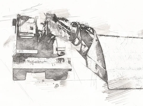 Kotrógép Illusztráció Elszigetelt Színes Művészeti Munka — Stock Fotó