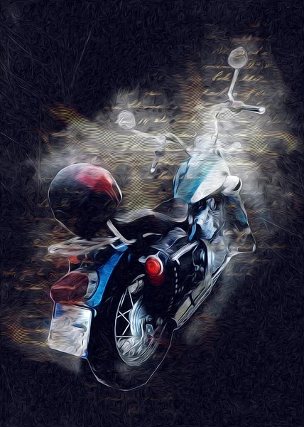 Motor Cycle Llustration Color Isolated Art Vintage Retro — Stock Photo, Image