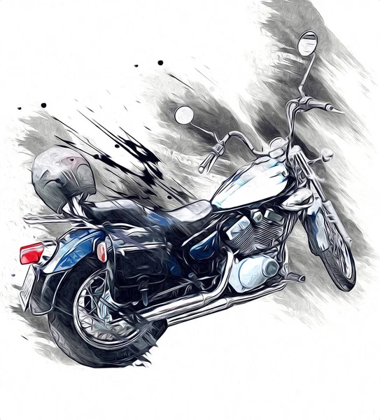 Motorrad Llustration Farbe Isoliert Kunst Vintage Retro — Stockfoto