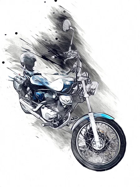 Motorrad Llustration Farbe Isoliert Kunst Vintage Retro — Stockfoto