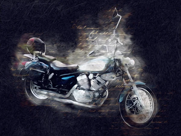 Motorrad Llustration Farbe Isoliert Kunst Vintage Retro — Stockfoto