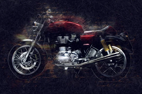 Motocykl Ilustracja Kolor Izolowane Sztuki Vintage Retro — Zdjęcie stockowe