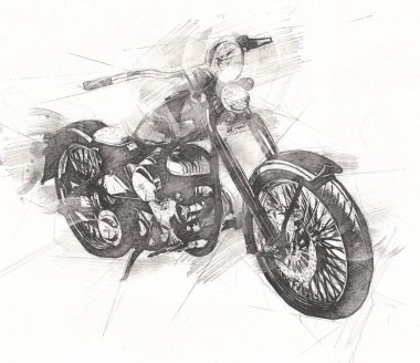 Motosiklet görüntüleme rengi izole edilmiş sanat antika retro