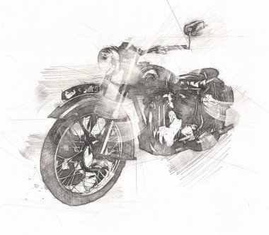 Motosiklet görüntüleme rengi izole edilmiş sanat antika retro
