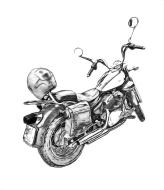 Motosiklet görüntüleme rengi izole edilmiş sanat antika retro