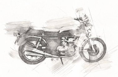 Motosiklet görüntüleme rengi izole edilmiş sanat antika retro