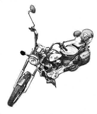 Motosiklet görüntüleme rengi izole edilmiş sanat antika retro