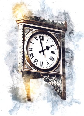 Eski antika klasik saatlerin eski kağıt arka plandaki tuşları.