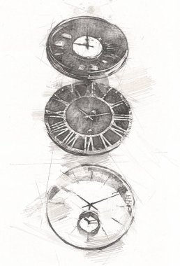 Eski antika klasik saatlerin eski kağıt arka plandaki tuşları.