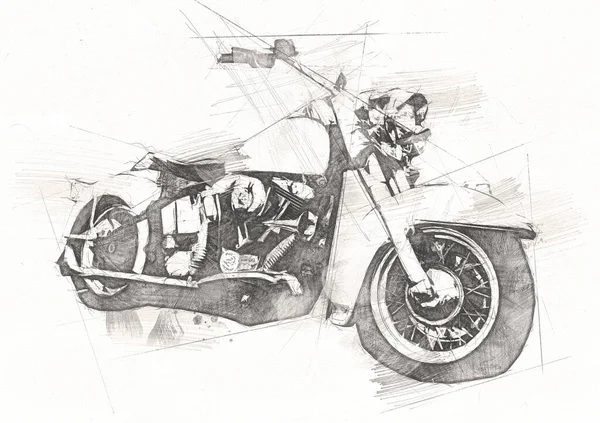 Motorrad Llustration Farbe Isoliert Kunst Vintage Retro — Stockfoto