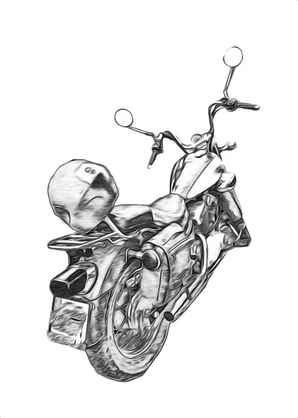 Моторный Цикл Люстрации Цвета Изолированные Искусства Винтажного Ретро — стоковое фото