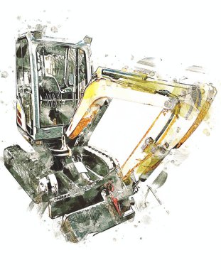 Ekskavatör illüstrasyon izole renk sanat eseri