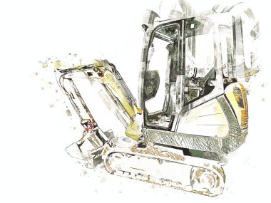 Ekskavatör illüstrasyon izole renk sanat eseri