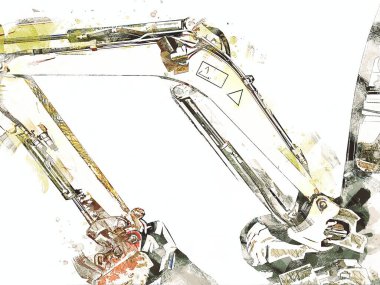 Ekskavatör illüstrasyon izole renk sanat eseri