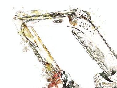 Ekskavatör illüstrasyon izole renk sanat eseri