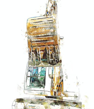 Ekskavatör illüstrasyon izole renk sanat eseri