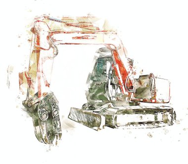 Ekskavatör illüstrasyon izole renk sanat eseri