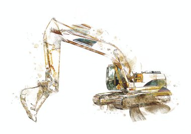 Ekskavatör illüstrasyon izole renk sanat eseri