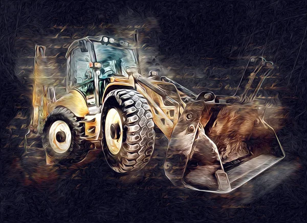 Excavator Illustration Color Isolated Art Work — Stock Photo, Image