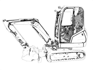 Ekskavatör illüstrasyon izole renk sanat eseri