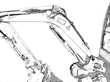 Ekskavatör illüstrasyon izole renk sanat eseri