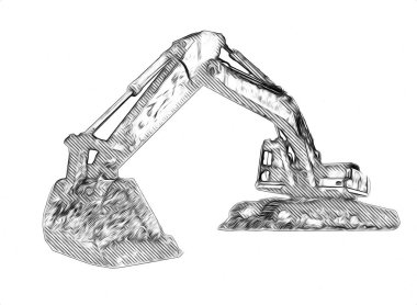 Ekskavatör illüstrasyon izole renk sanat eseri