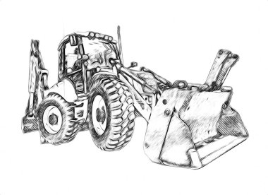 Ekskavatör illüstrasyon izole renk sanat eseri