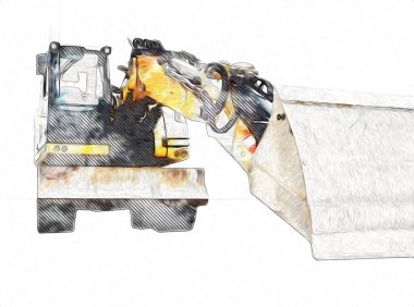 Ekskavatör illüstrasyon izole renk sanat eseri