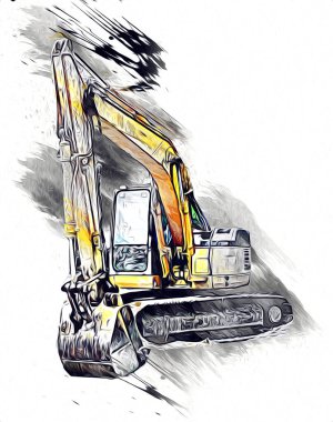 Ekskavatör illüstrasyon izole renk sanat eseri