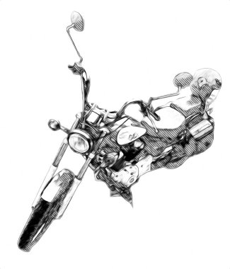 Motosiklet görüntüleme rengi izole edilmiş sanat antika retro