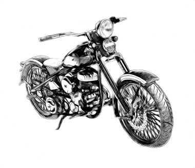 Motosiklet görüntüleme rengi izole edilmiş sanat antika retro