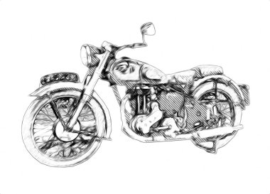 Motosiklet görüntüleme rengi izole edilmiş sanat antika retro