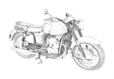 Motosiklet görüntüleme rengi izole edilmiş sanat antika retro