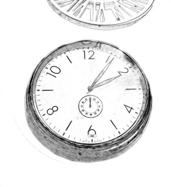 The dials of the old antique classic clocks on a vintage paper background clipart