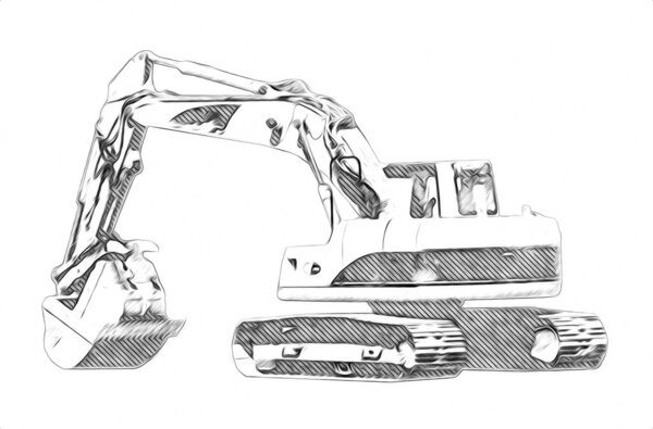 Excavator illustration color isolated art work