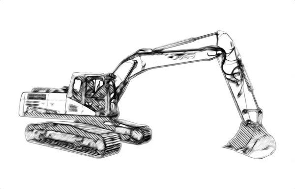 Excavator Illustration Color Isolated Art Work — Stock Photo, Image