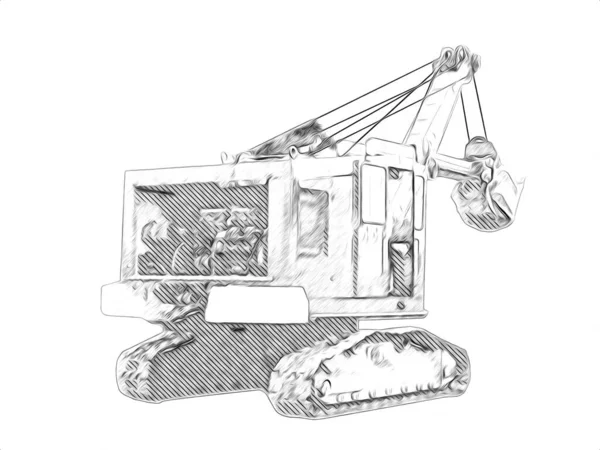 Excavator Illustration Color Isolated Art Work — Stock Photo, Image