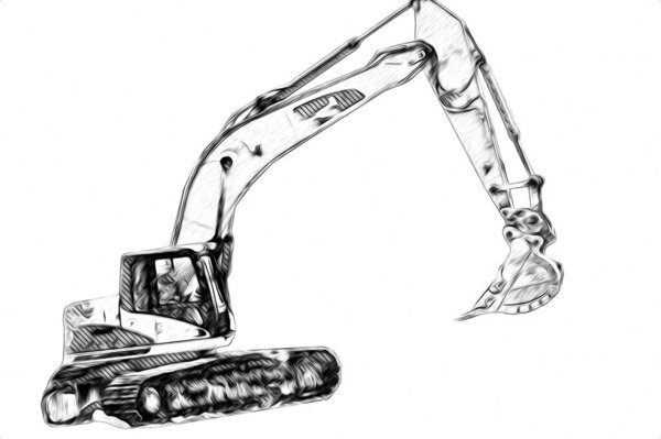 Excavator illustration color isolated art work