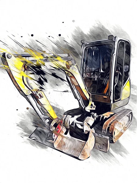 Excavator illustration color isolated art work