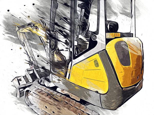 Excavator Illustration Color Isolated Art Work — Stock Photo, Image