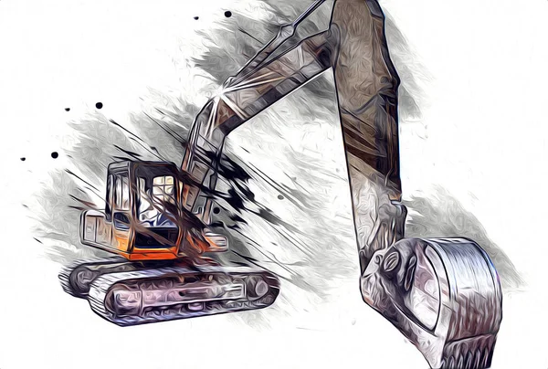 Excavator Illustration Color Isolated Art Work — Stock Photo, Image