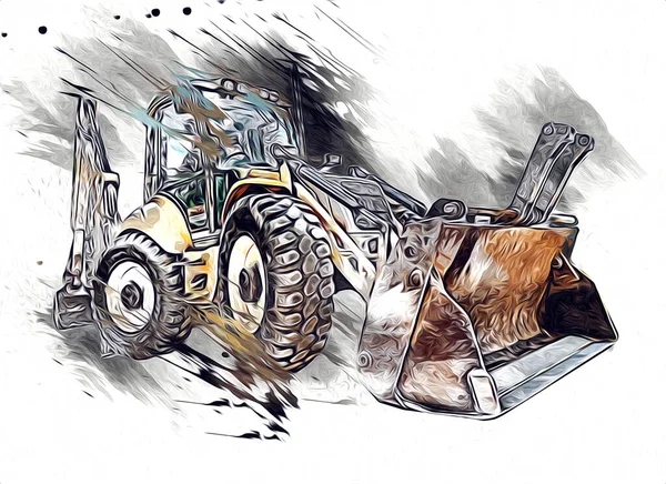 Excavator illustration color isolated art work