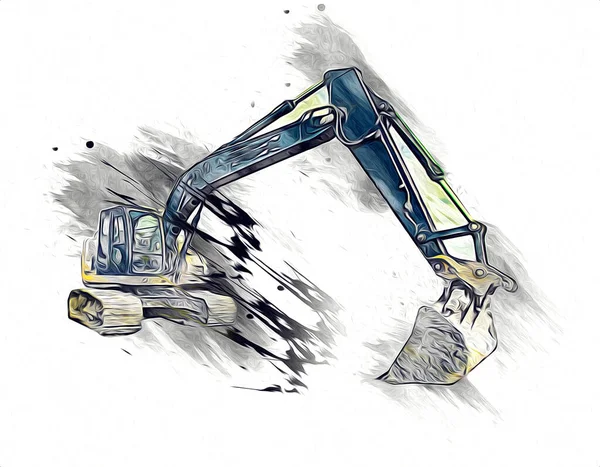 Excavator Illustration Color Isolated Art Work — Stock Photo, Image