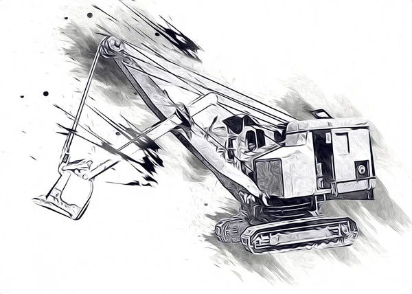 Excavator Illustration Color Isolated Art Work — Stock Photo, Image