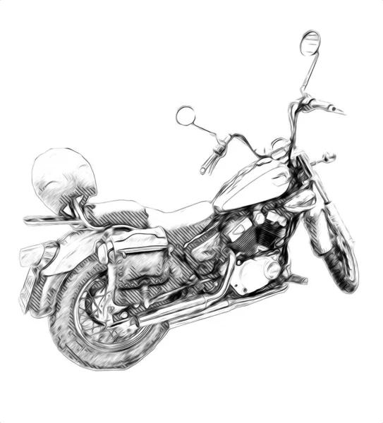 Motocykl Ilustracja Kolor Izolowane Sztuki Vintage Retro — Zdjęcie stockowe