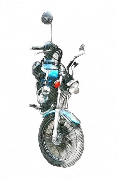 Motor Cykel Llustration Färg Isolerad Konst Vintage Retro — Stockfoto