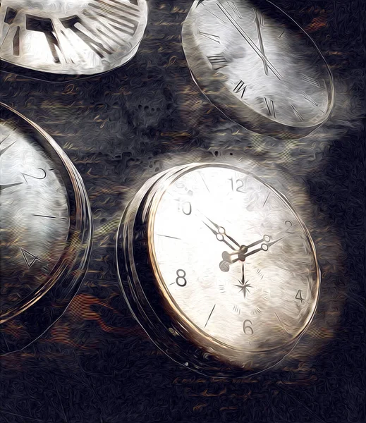 Dials Old Antique Classic Clocks Vintage Paper Background — Stock Photo, Image