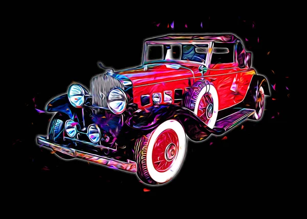 Vintage Retro Classic Old Car Illustration — Stock Photo, Image